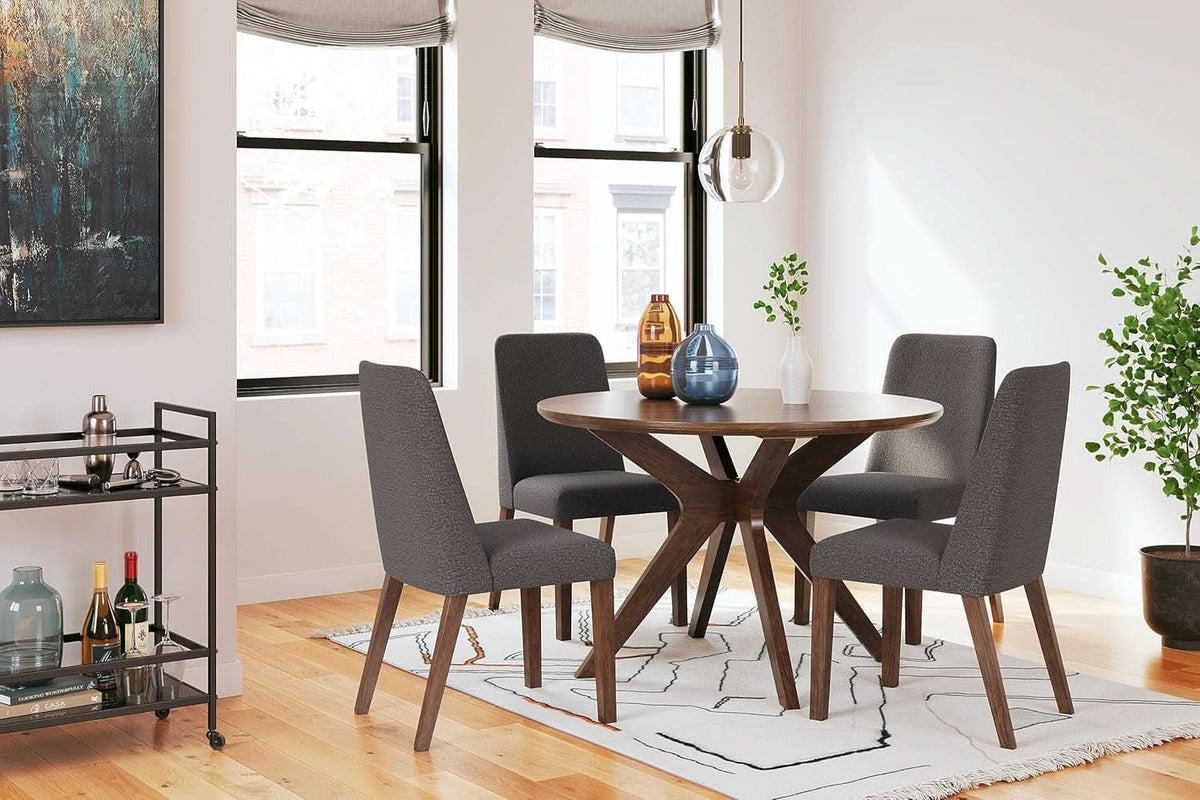 Upholstered Dining Chair, Foam Cushion, Dark Gray Set Of 2
