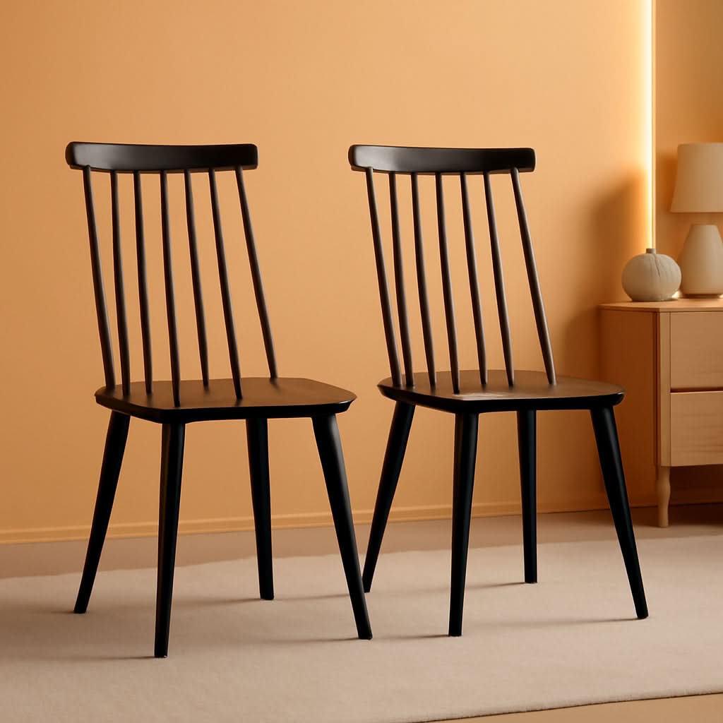 Black Spindle Farmhouse Wood Side Dining Chair Set Of 2
