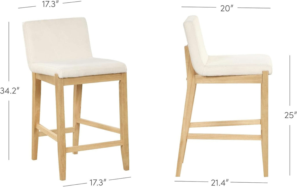 Gracie Modern Counter Height Bar Stool Cream Boucle