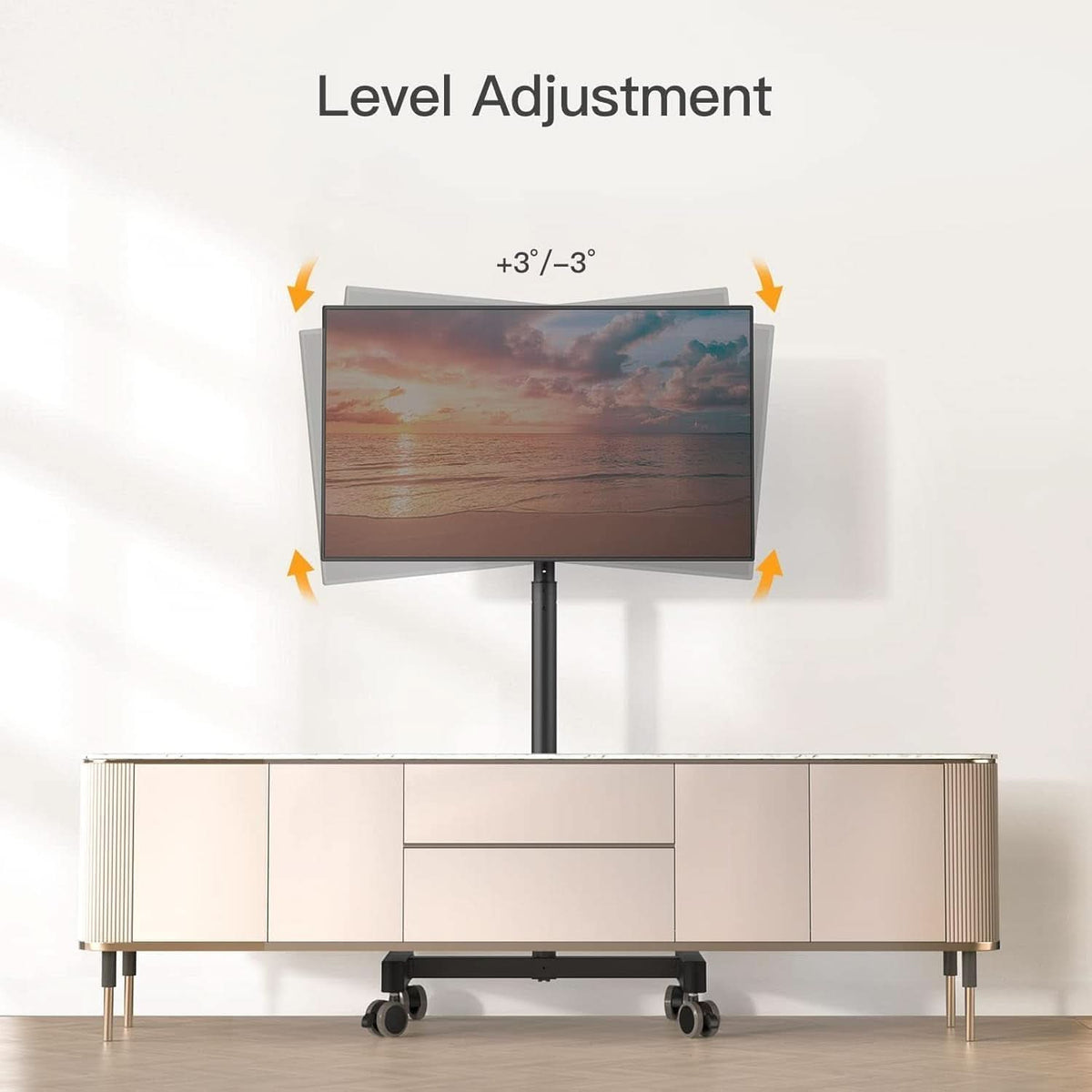 Adjustable Rolling TV Cart For 13 To 50 Inch TVs Tilt