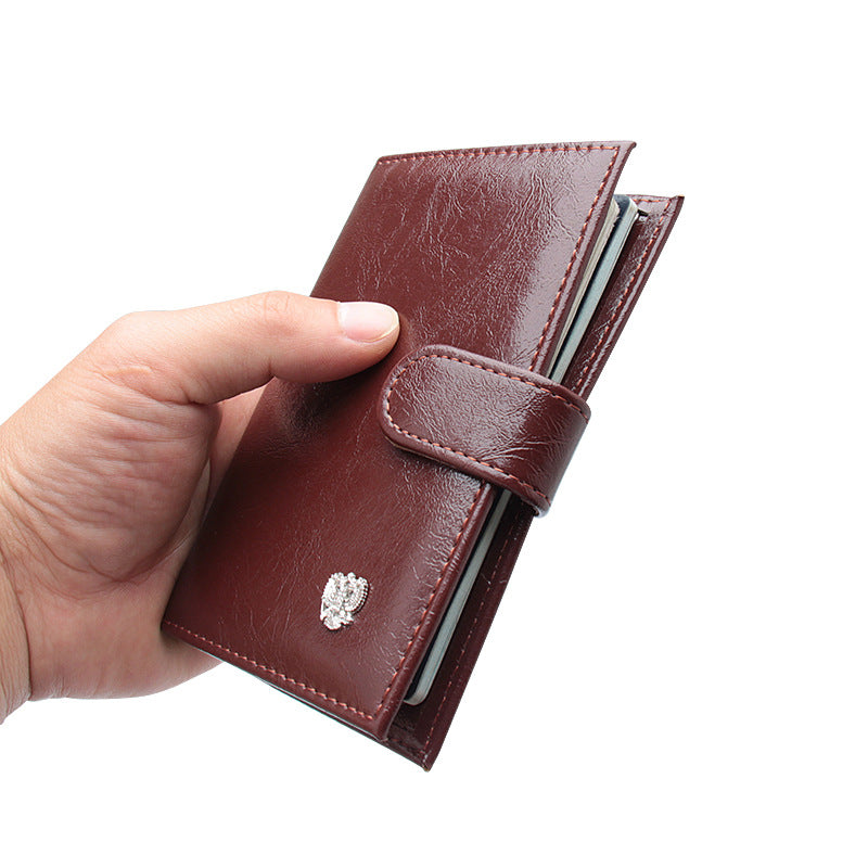 Oil Wax Leather Pattern Hardware Double-headed Passport Case