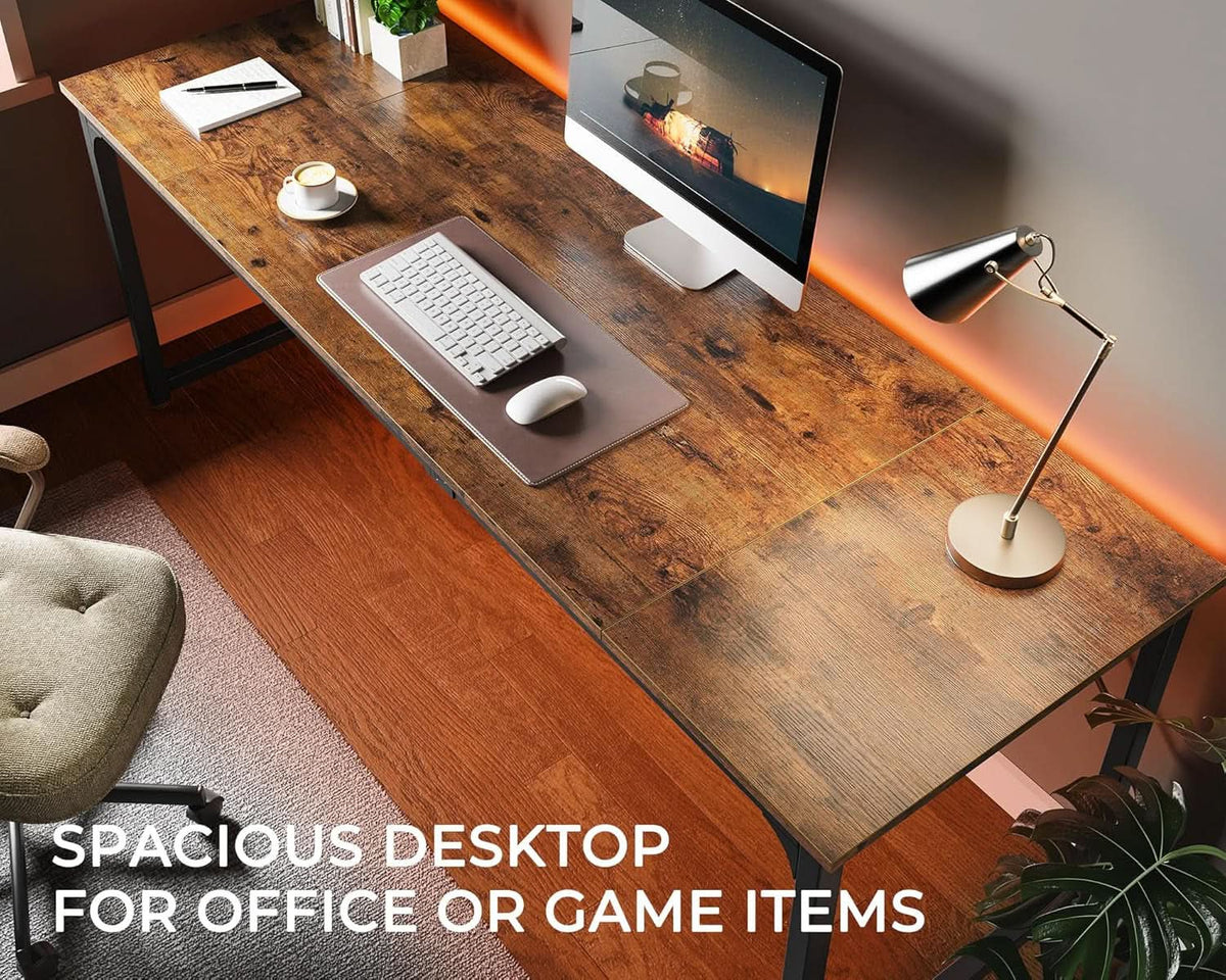 Rustic Brown 80 Inch Computer Desk For Home Office