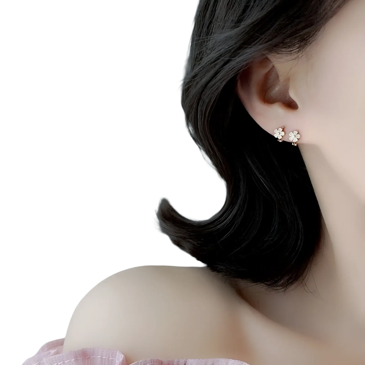 Daisy Enamel Flower Clip on and Stud Earrings