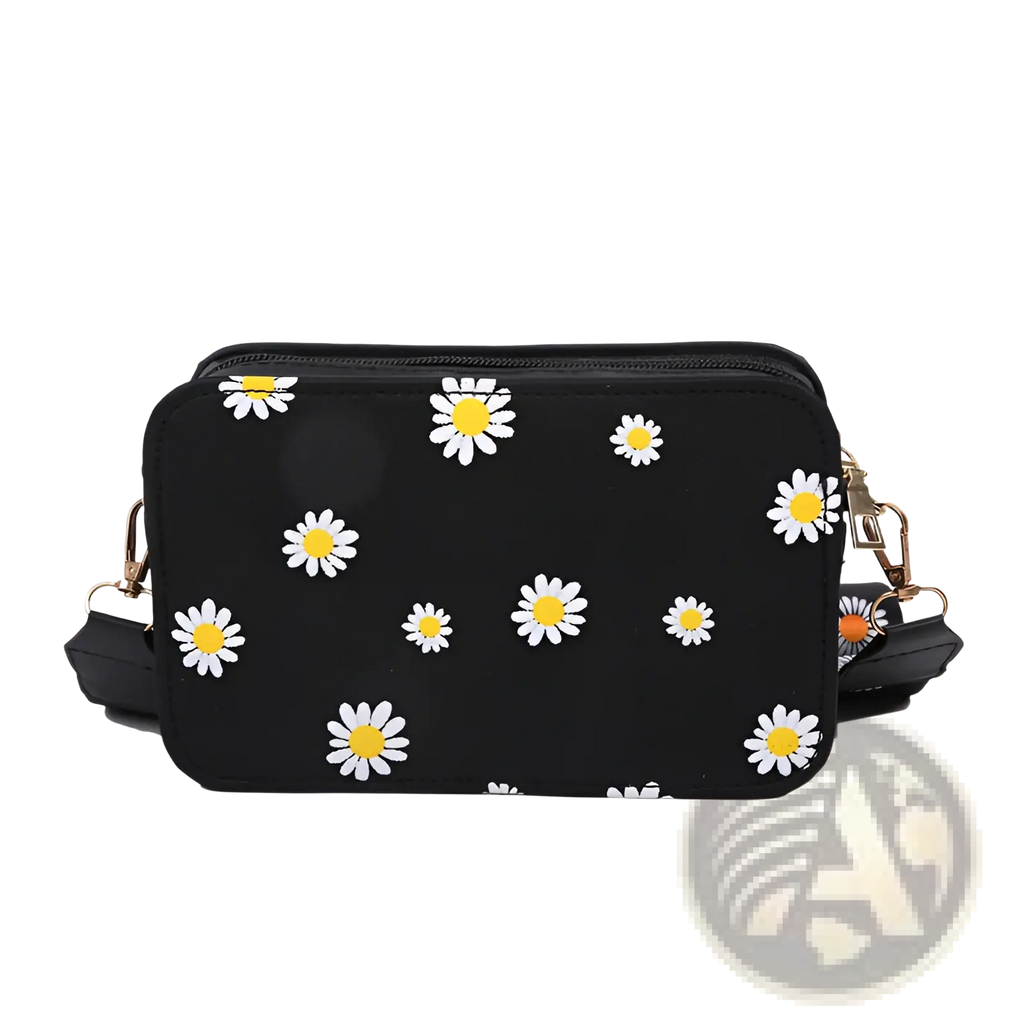 Daisy Flower Crossbody Bag Chain Strap Pu Leather
