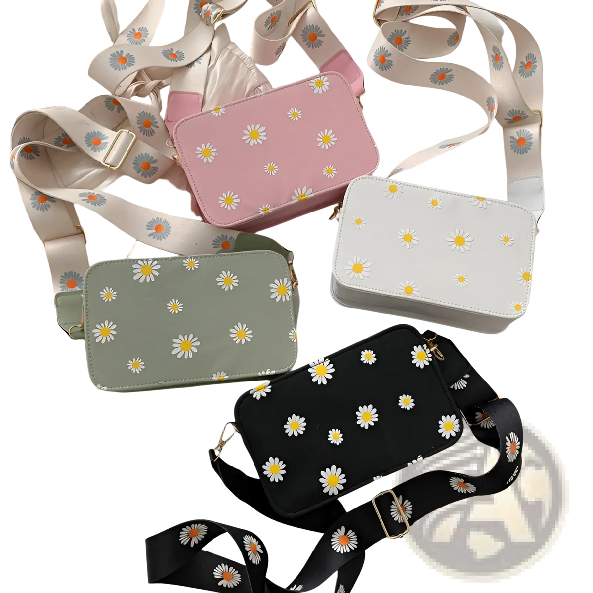 Daisy Flower Crossbody Bag Chain Strap Pu Leather