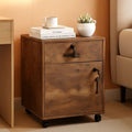 Mobile Lockable File Cabinet With Drawer Door Rustic Brown