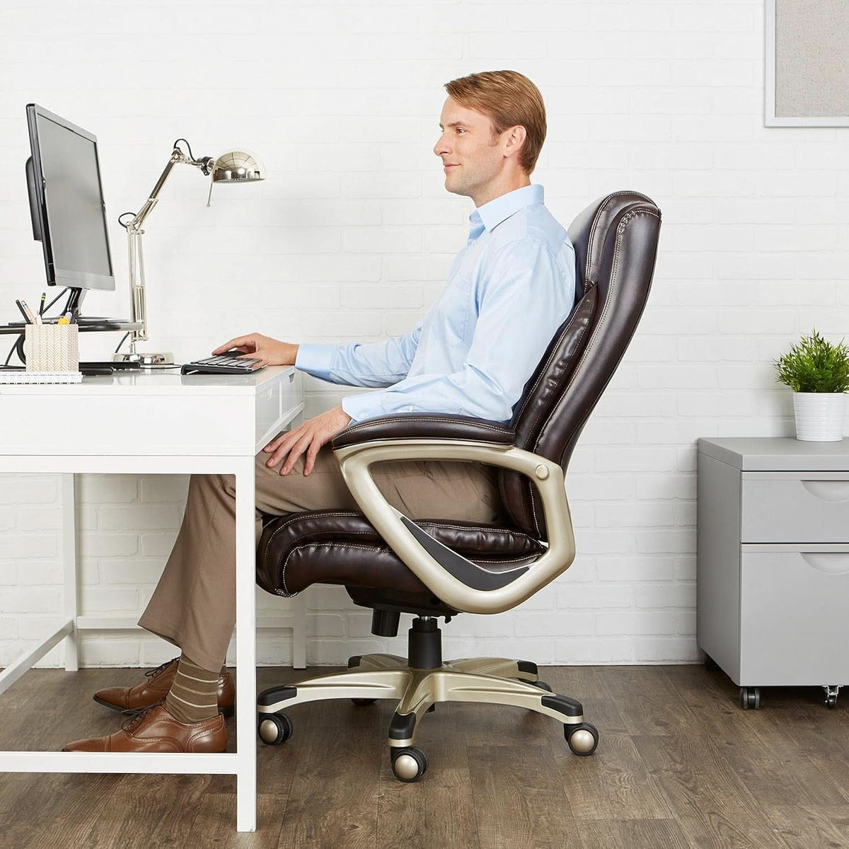 Big Tall Executive Office Chair With Lumbar Support Brown