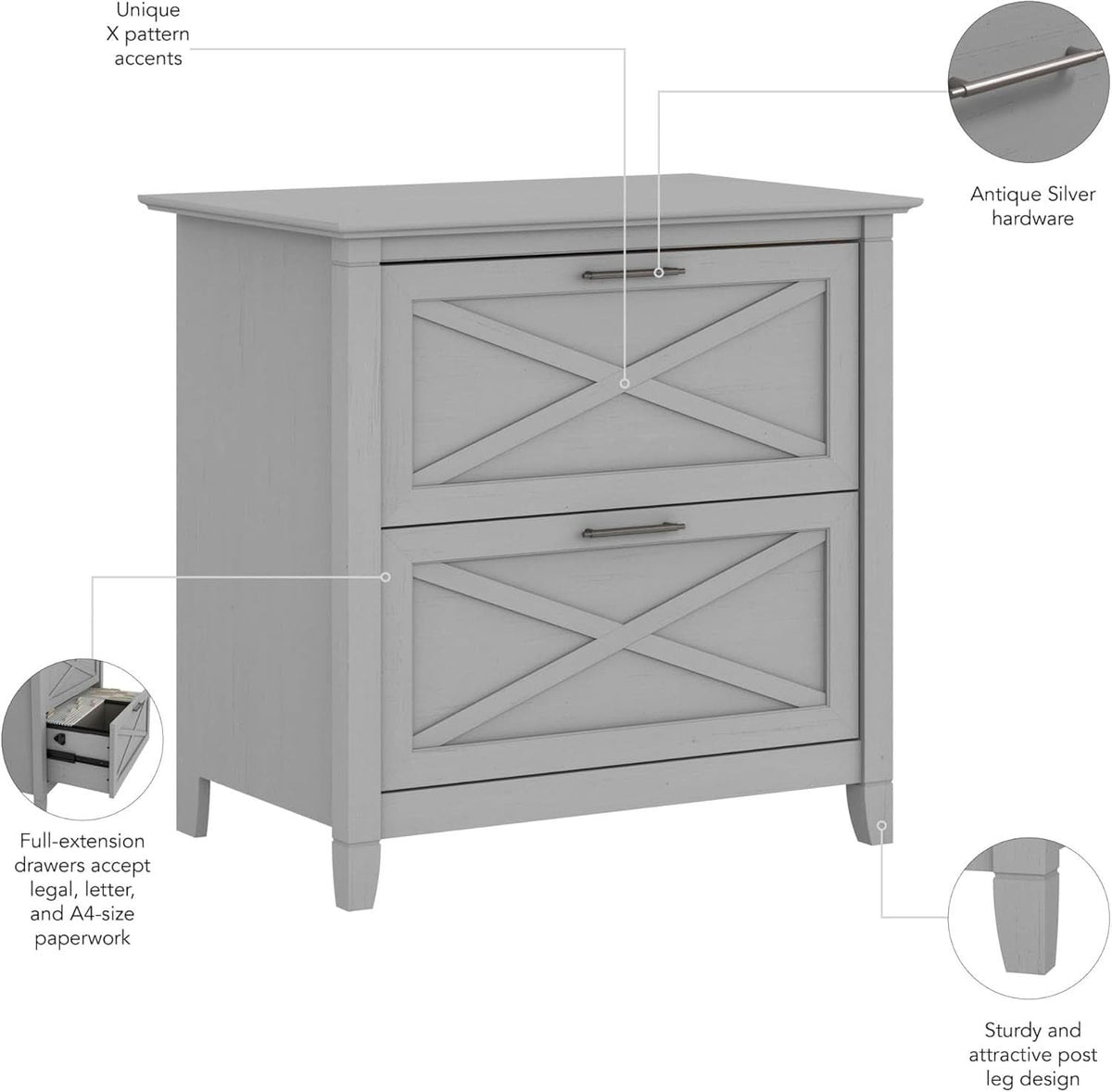 Key West 2 Drawer Lateral File Cabinet In Cape Cod Gray