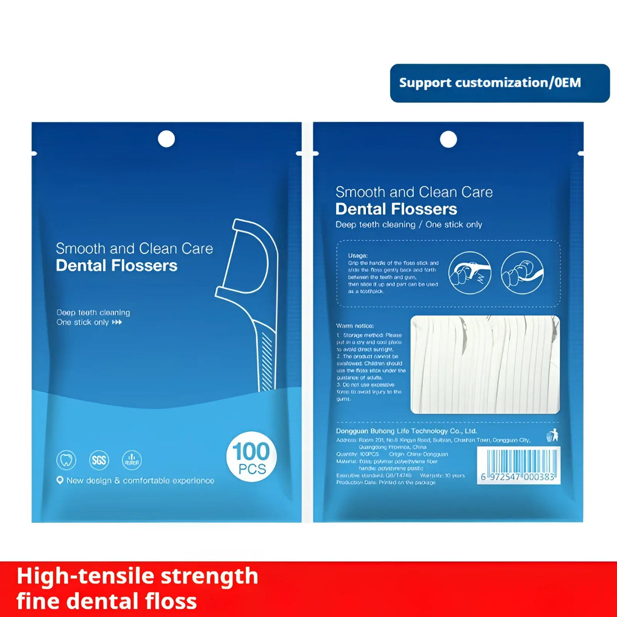 Dental Floss Picks 100 Count Individual Packets