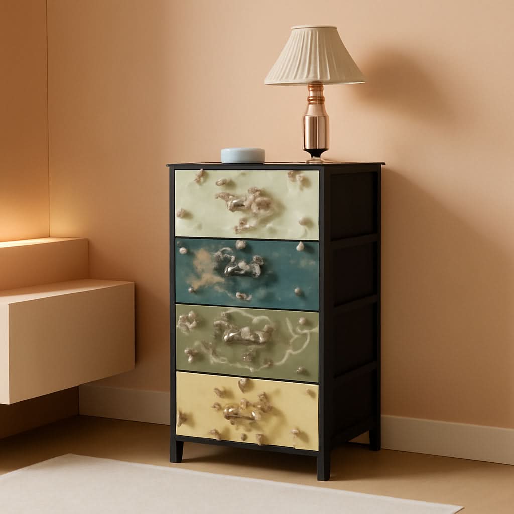 4 Drawer Dresser Nightstand With Wood Top For Bedroom