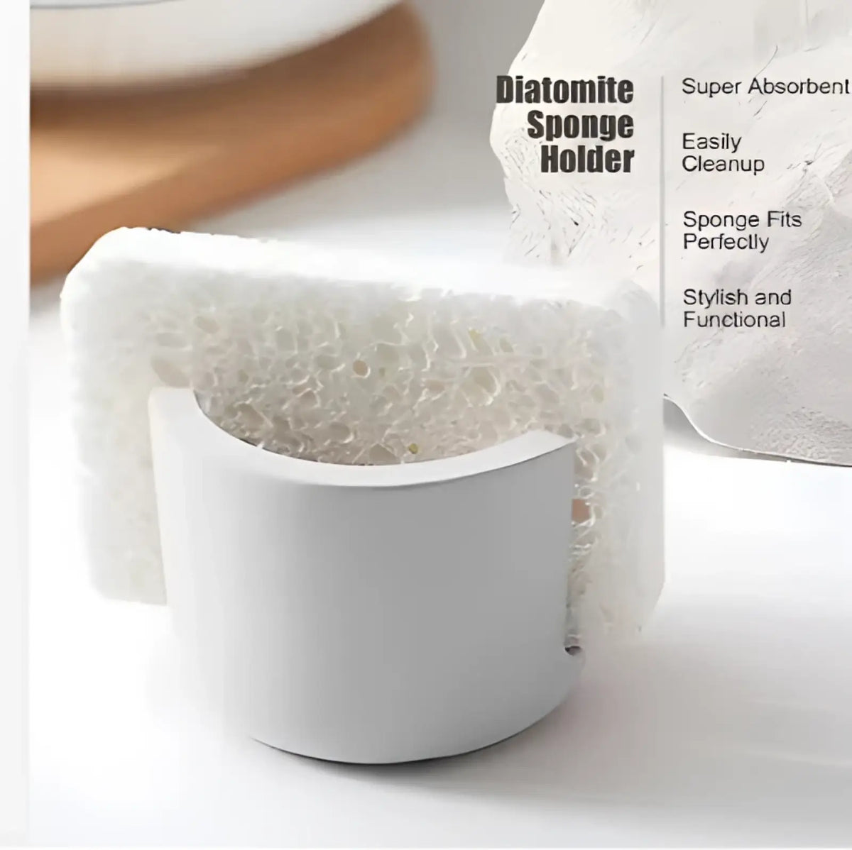 Diatom Mud Sponge Rack Ceramic Sink Caddy Holder