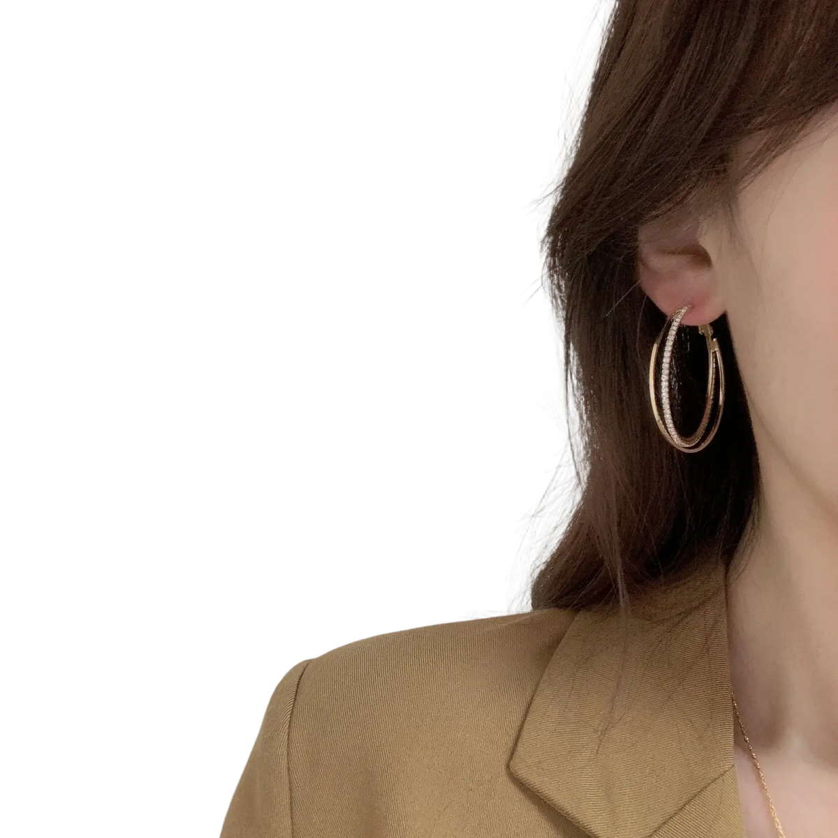 Double Layered Crystal Pave Hoop Earrings