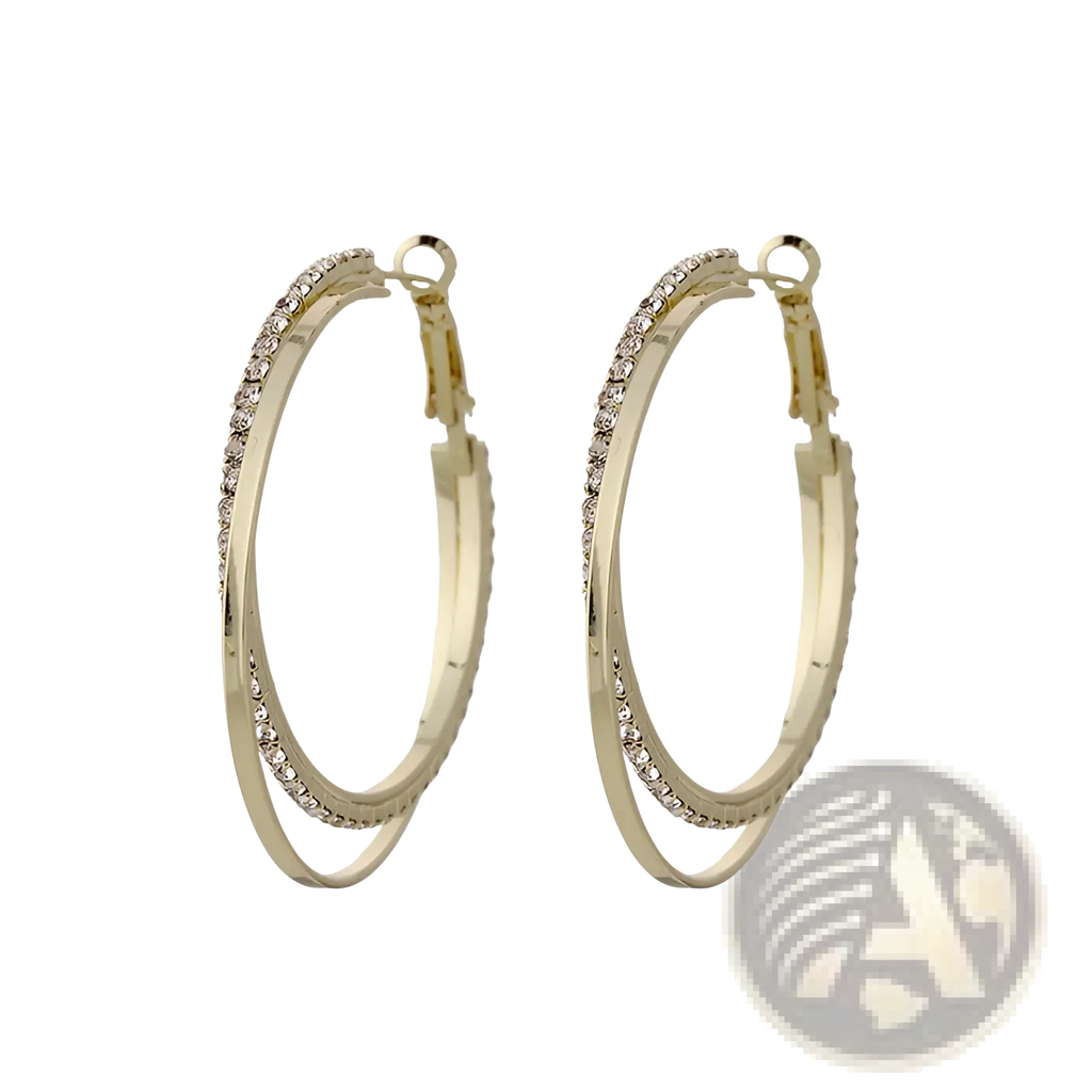 Double Layered Crystal Pave Hoop Earrings