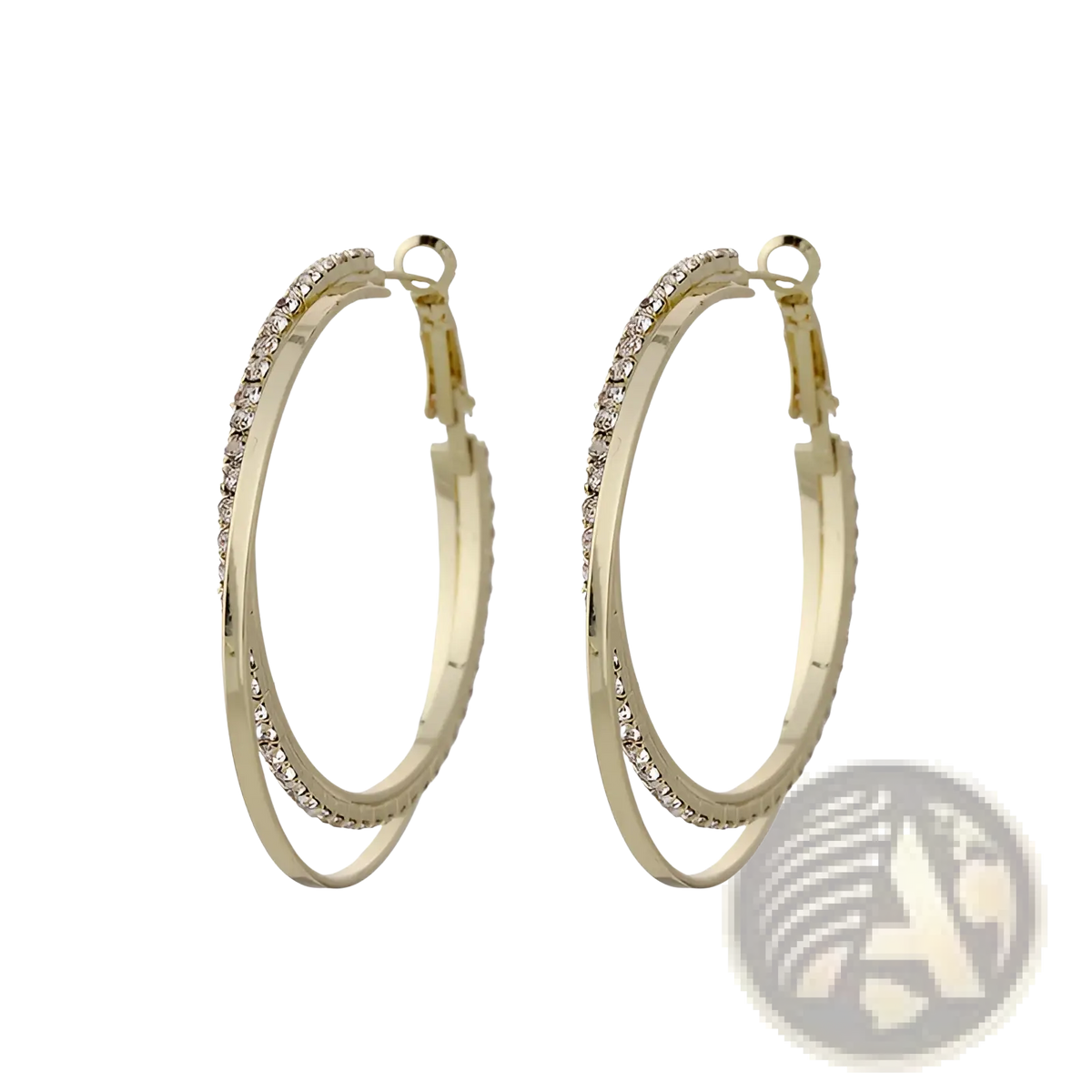 Double Layered Crystal Pave Hoop Earrings