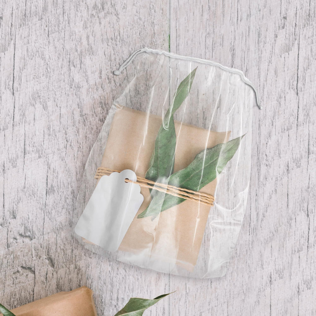 Clear Drawstring Bag, 5 x 8 Inches. Pack of 100 Clear Plastic Drawstring Bags. 2 Mil Drawstring Clear Plastic Bags. Waterproof Clear Plastic Bags Drawstring for Cosmetics, Toiletries