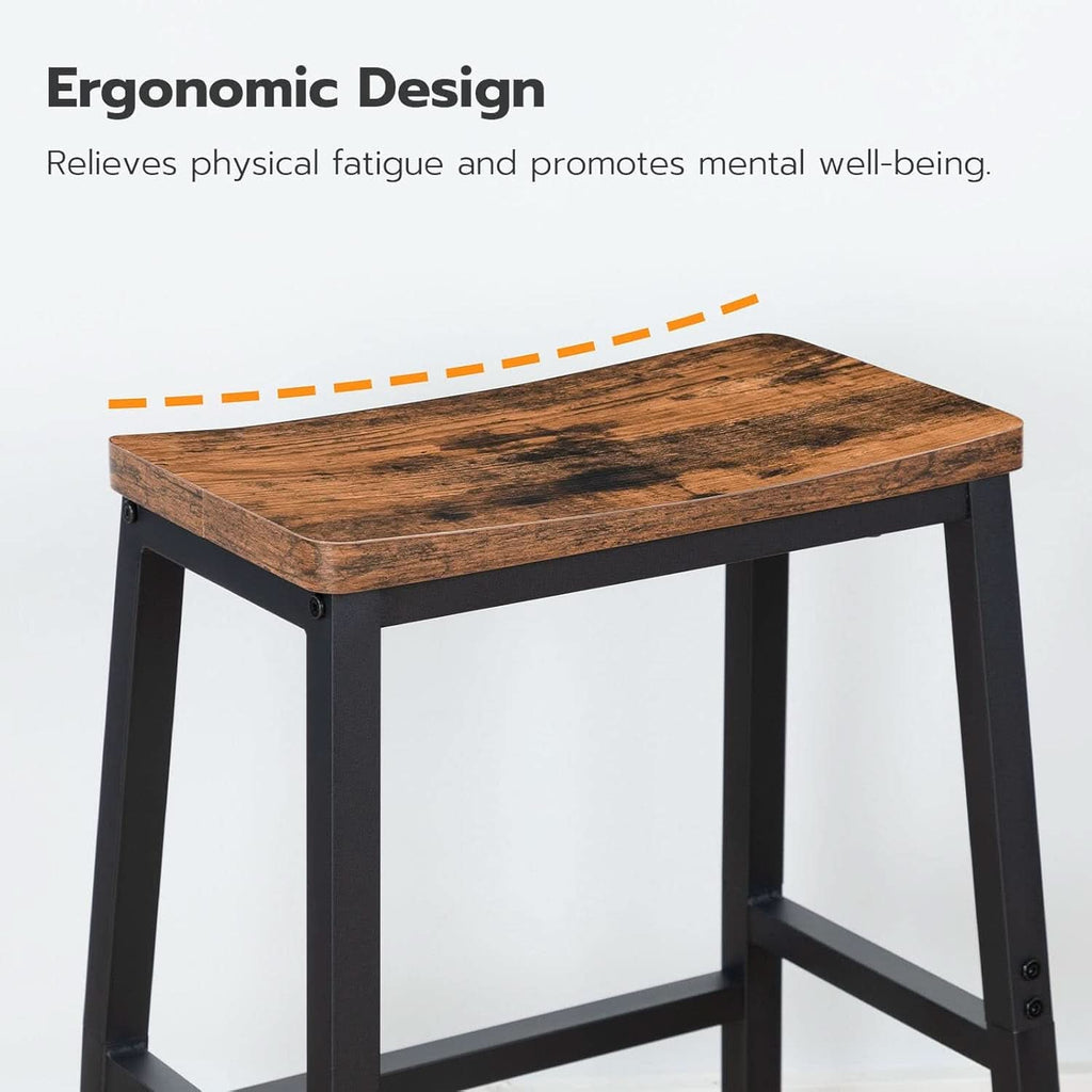Bar Stools Set Of 2 23.6in Rustic Brown Kitchen Counter