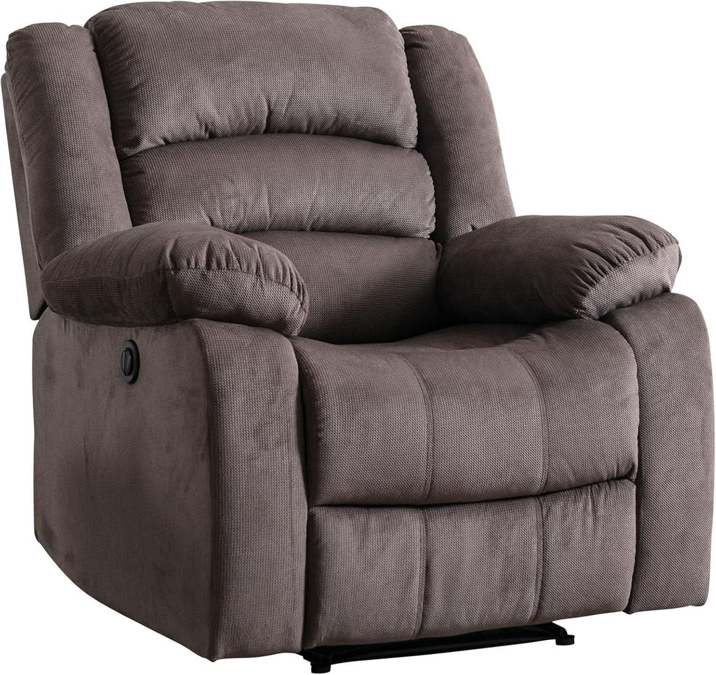 Brown Oversized Electric Recliner Chair With Plush Cushions