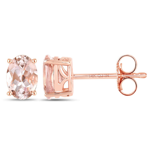 0.90 Carat Genuine Morganite 14K Rose Gold Earrings