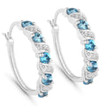 1.48 Carat Genuine London Blue Topaz and White Topaz .925 Sterling Silver Earrings