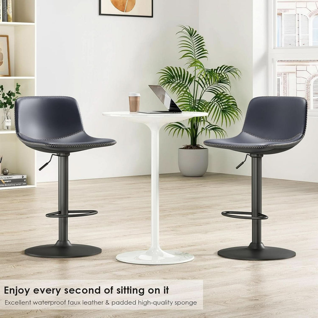 Adjustable Bar Stools Set Of 2 With Swivel Back Support