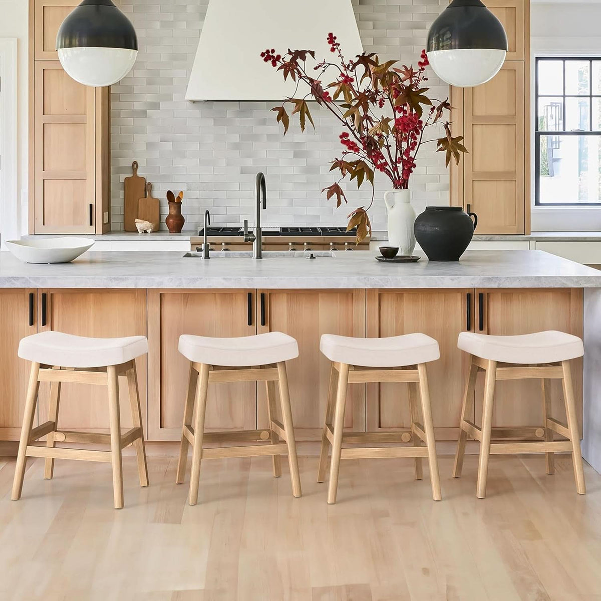Bar Stools Set Of 3 24 Inch Counter Height Beige Stools