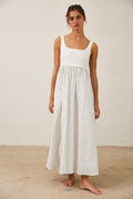 Ribbed Knit Bodice Maxi Dress