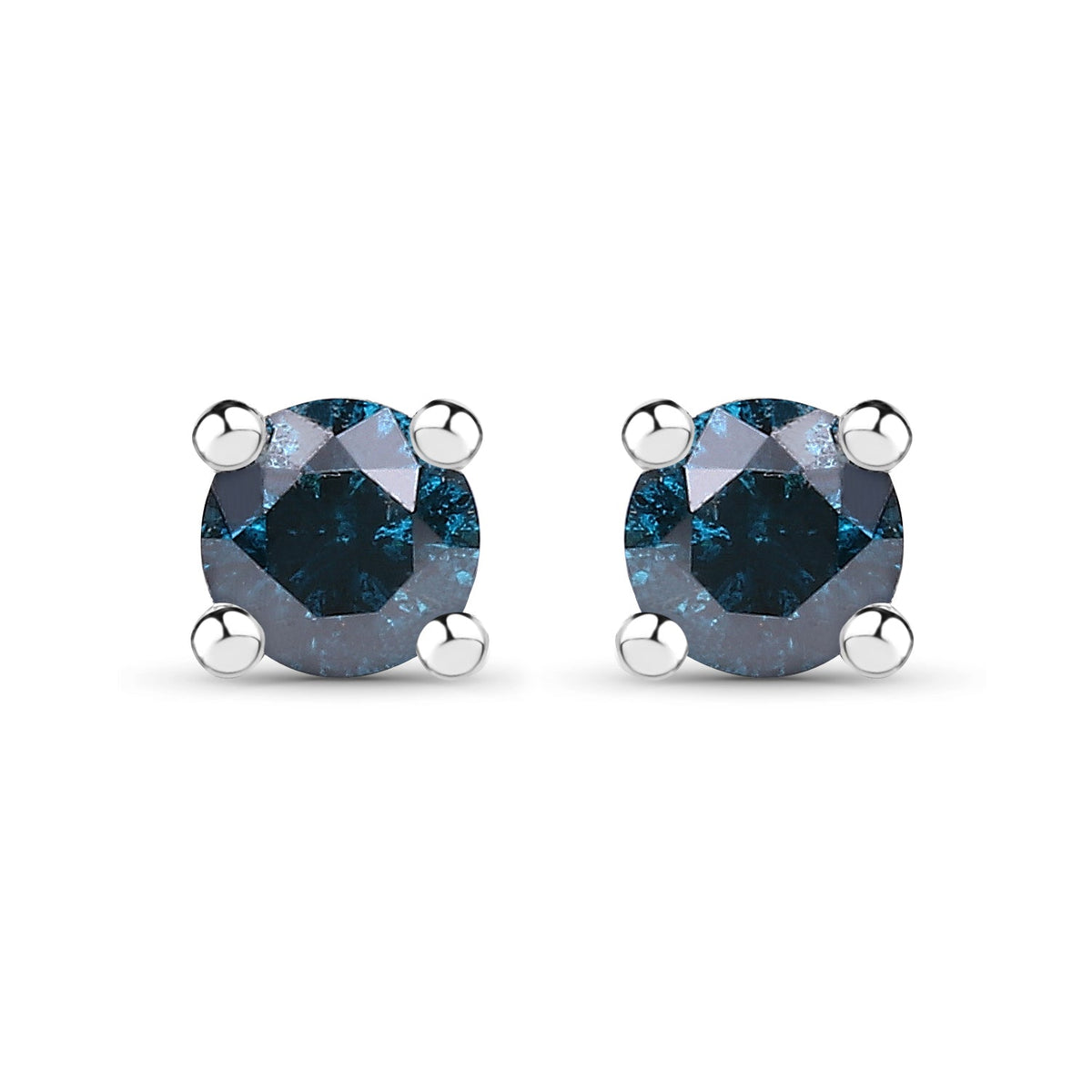0.21 ct Genuine Blue Diamond .925 Sterling Silver Earrings