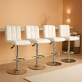 X Large White Adjustable Counter Height Bar Stools Swivel 4 Pack