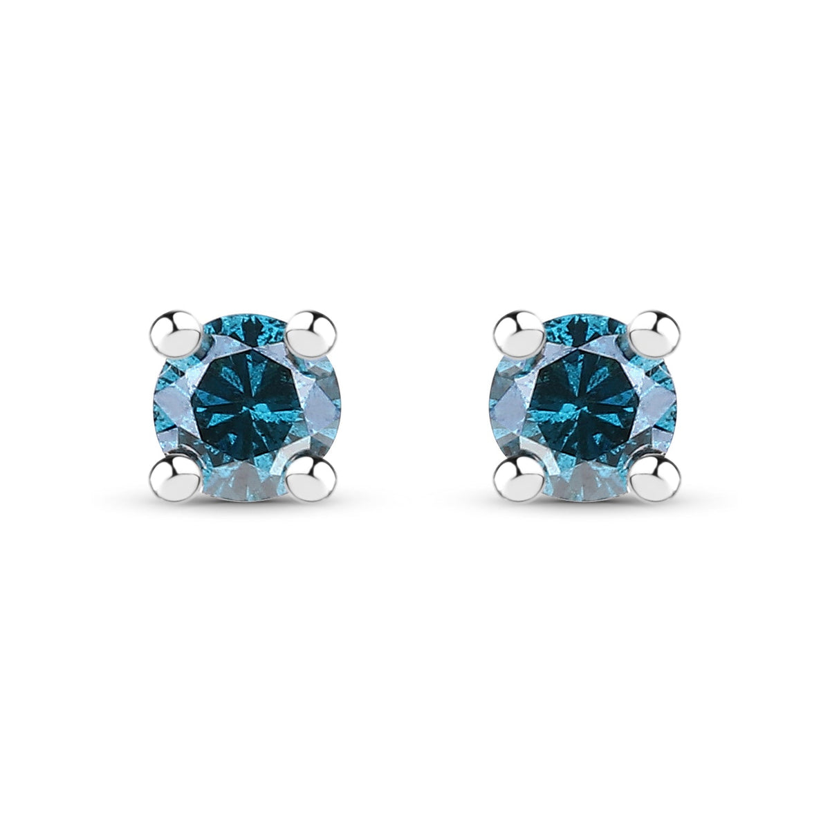 0.18 ct. Genuine Blue Diamond .925 Sterling Silver Earrings