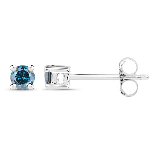 0.18 ct. Genuine Blue Diamond .925 Sterling Silver Earrings