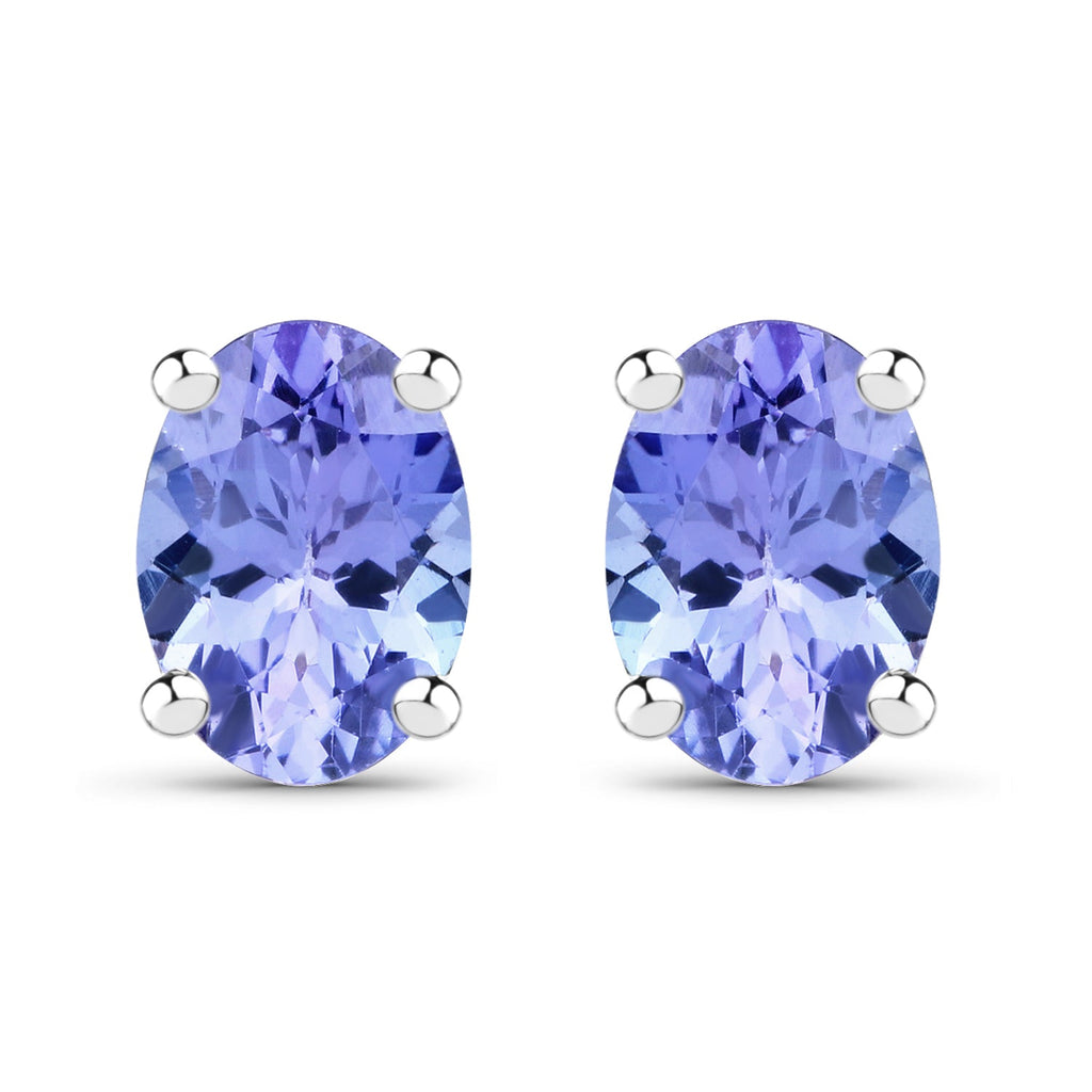 1.50 carat Genuine Tanzanite .925 Sterling Silver Earring