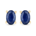 1.04 Carat Genuine Blue Sapphire 14K Yellow Gold Earrings