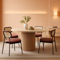 Dining Chairs Set of 4 With Boho Rattan Back Coffee Brown