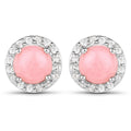 1.36 ct Genuine Pink Opal and White Topaz .925 Sterling Silver Earrings