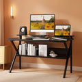 Compact Computer Desk With Monitor Stand 27.5 Inch Black