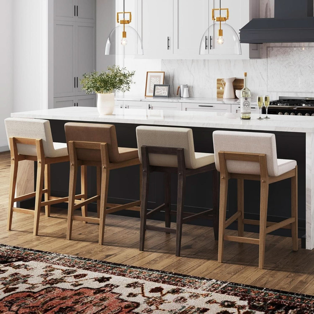 Gracie Modern Counter Height Bar Stool Cream Boucle