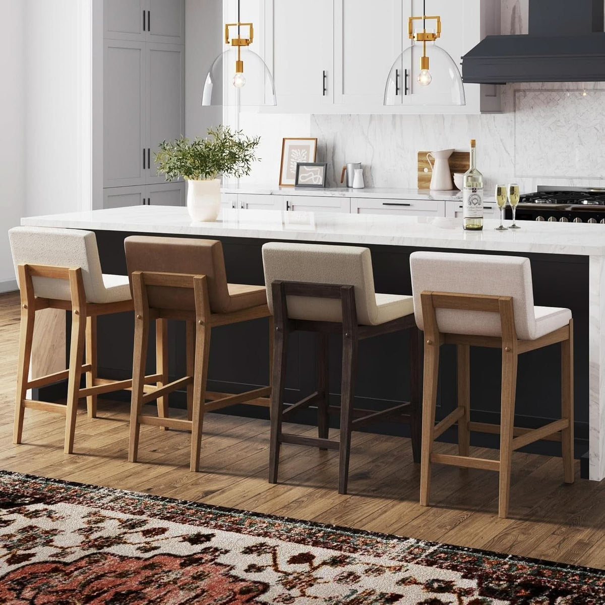 Gracie Modern Counter Height Bar Stool Cream Boucle