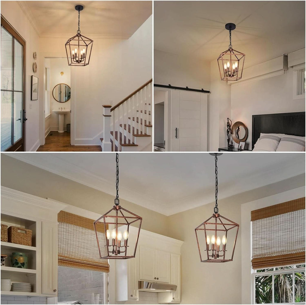 Antique Bronze 4-Light Chandelier Pendant Light Dining