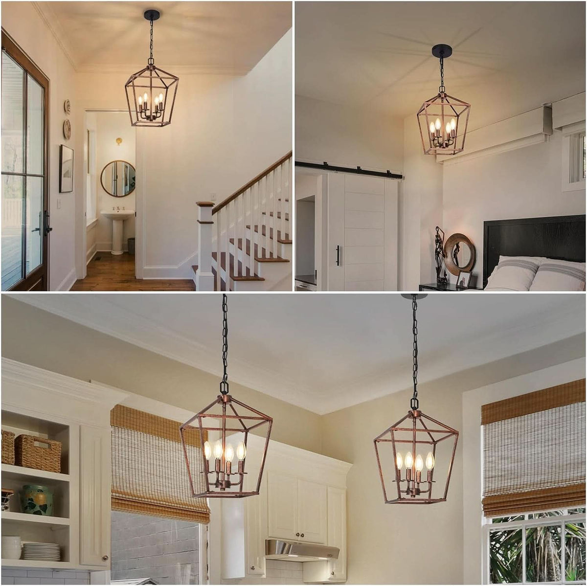 Antique Bronze 4-Light Chandelier Pendant Light Dining