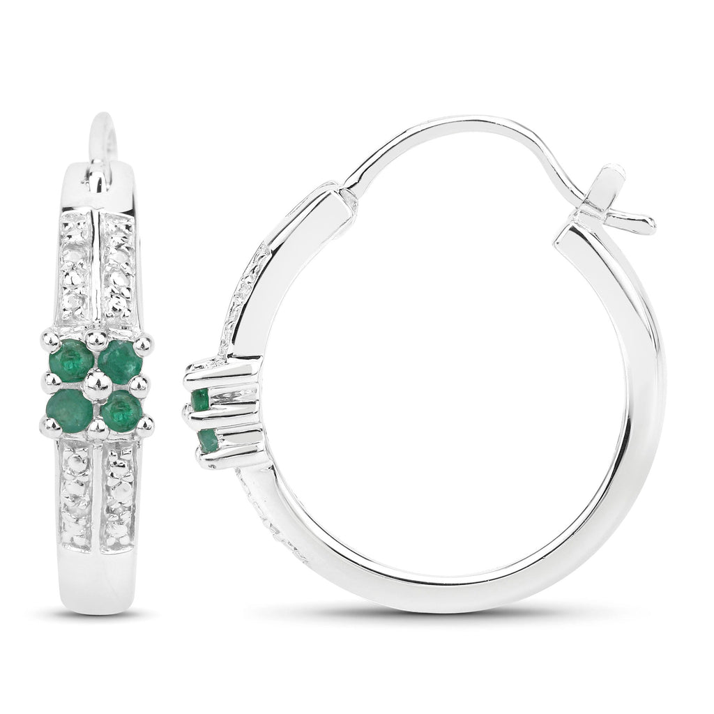 0.27 Carat Genuine Emerald and White Topaz .925 Sterling Silver Earrings