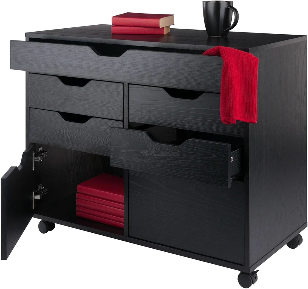 Black Halifax Two Door Storage Cabinet With Four Drawers