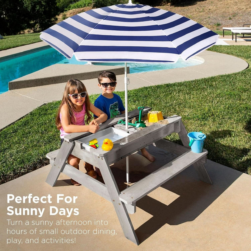 Gray Navy Kids Three In One Sand And Water Table Umbrella