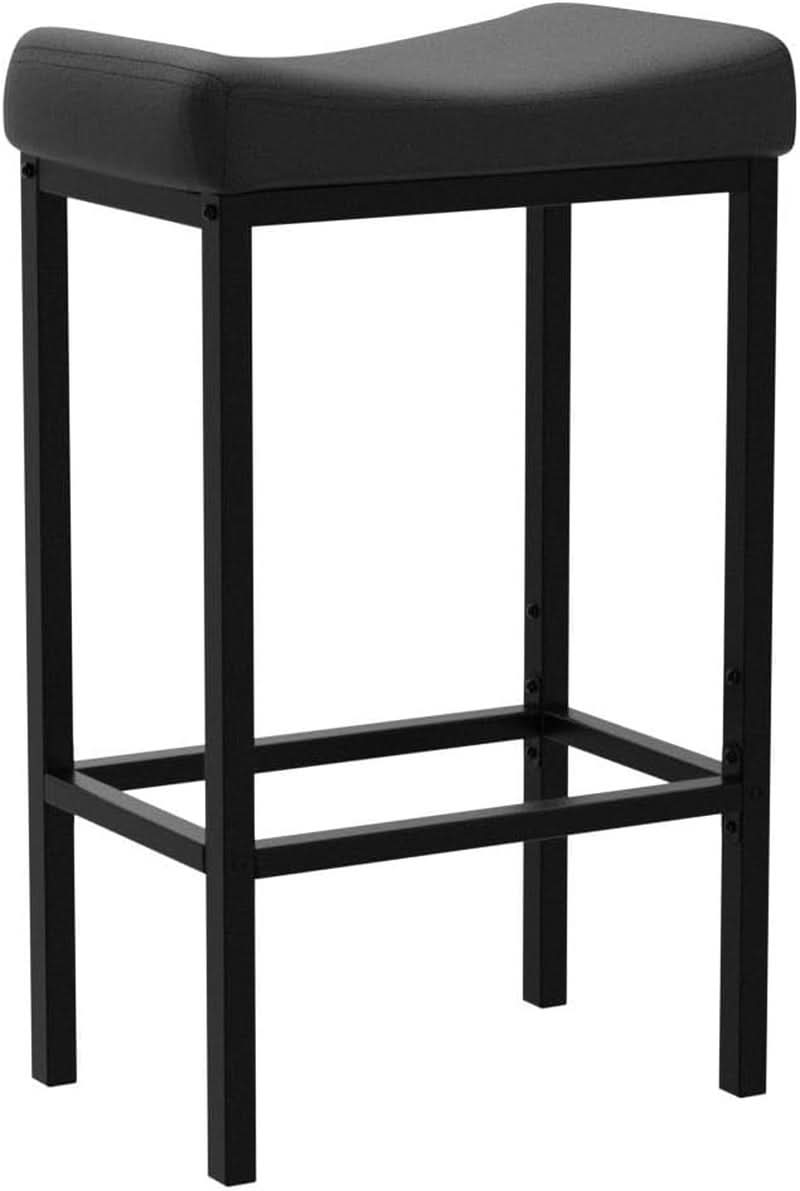 Counter Height Bar Stools Set Of 2 Saddle Seat Black