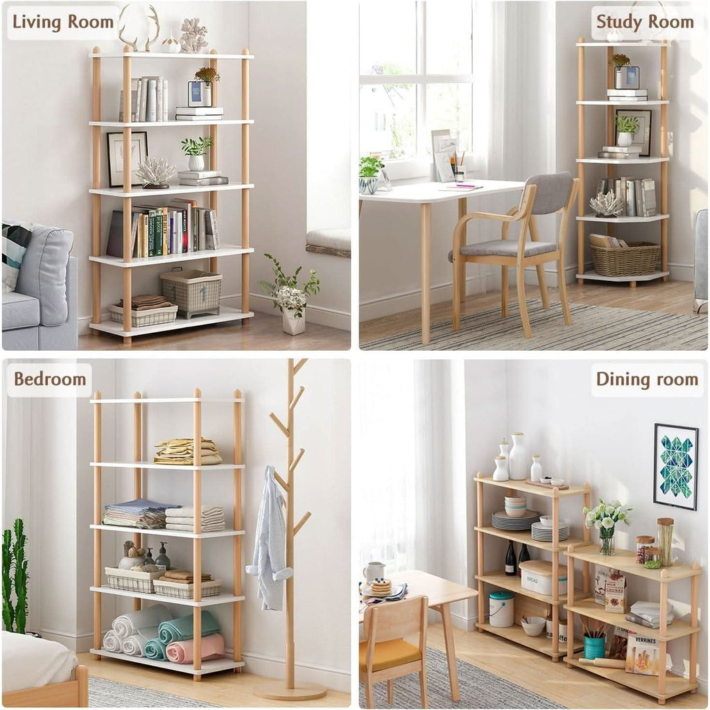 Three Tier White Bookcase Free Standing Display Rack