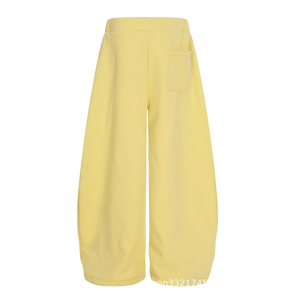 Starry Embroidery Fleece Lined Casual Pants For Women Loose Fit Trousers