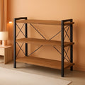 3 Tier Industrial Bookshelf Rustic Wood And Metal Open