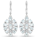 2.93 Carat Genuine Aquamarine and White Topaz .925 Sterling Silver Earrings