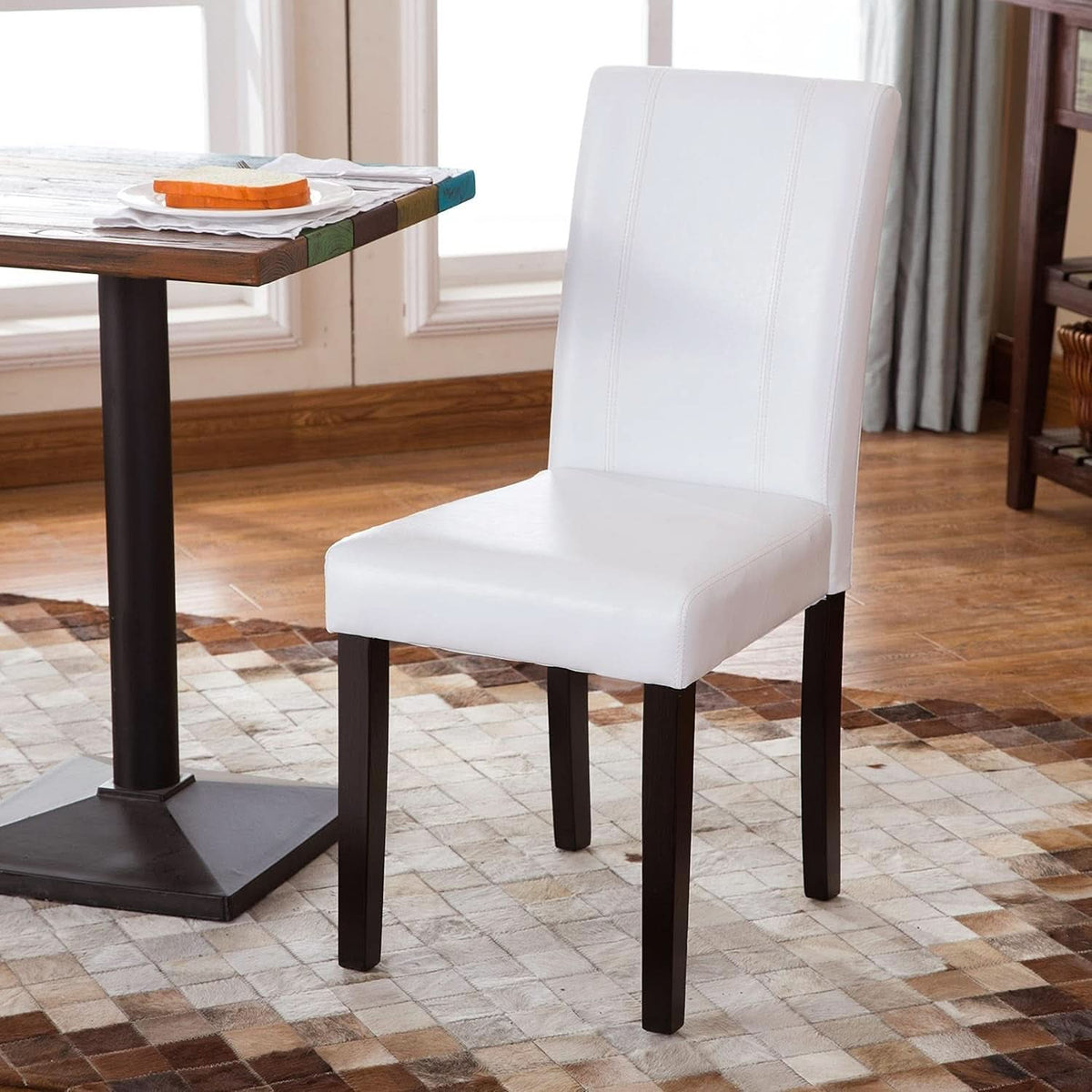 Off White Leatherette Padded Parson Chair Set of 2