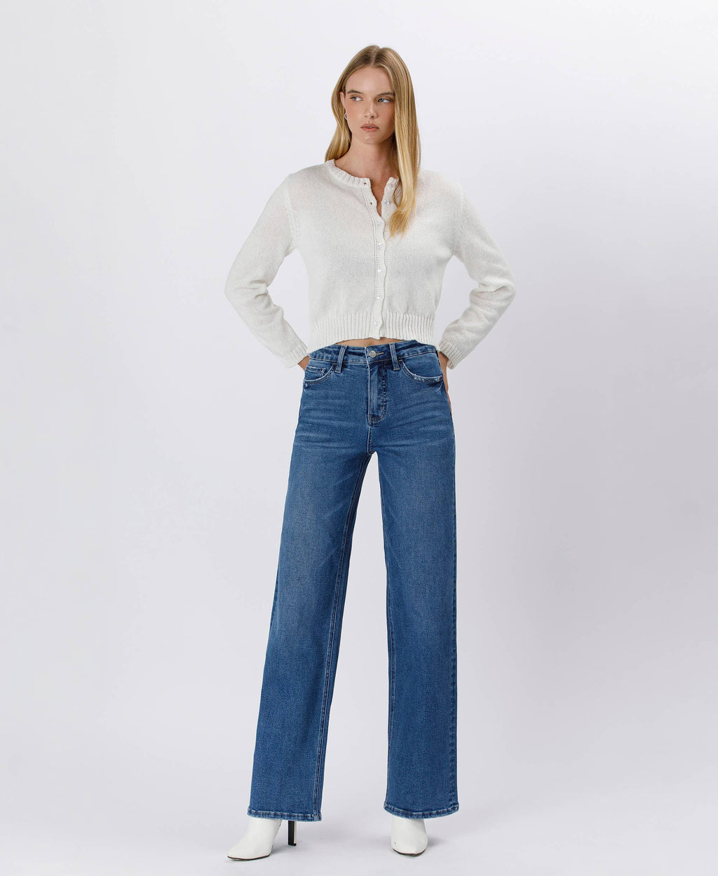 Elle Tummy Control 90's High Rise Wide Leg Jean