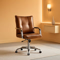 Brown Faux Leather Office Desk Chair Adjustable Swivel